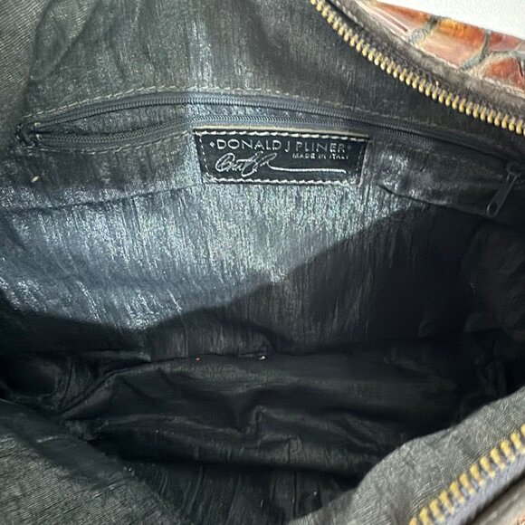 Donald J. Pliner Tortoiseshell Patent Leather Hobo Bag Brown Excellent Condition - Picture 4 of 5